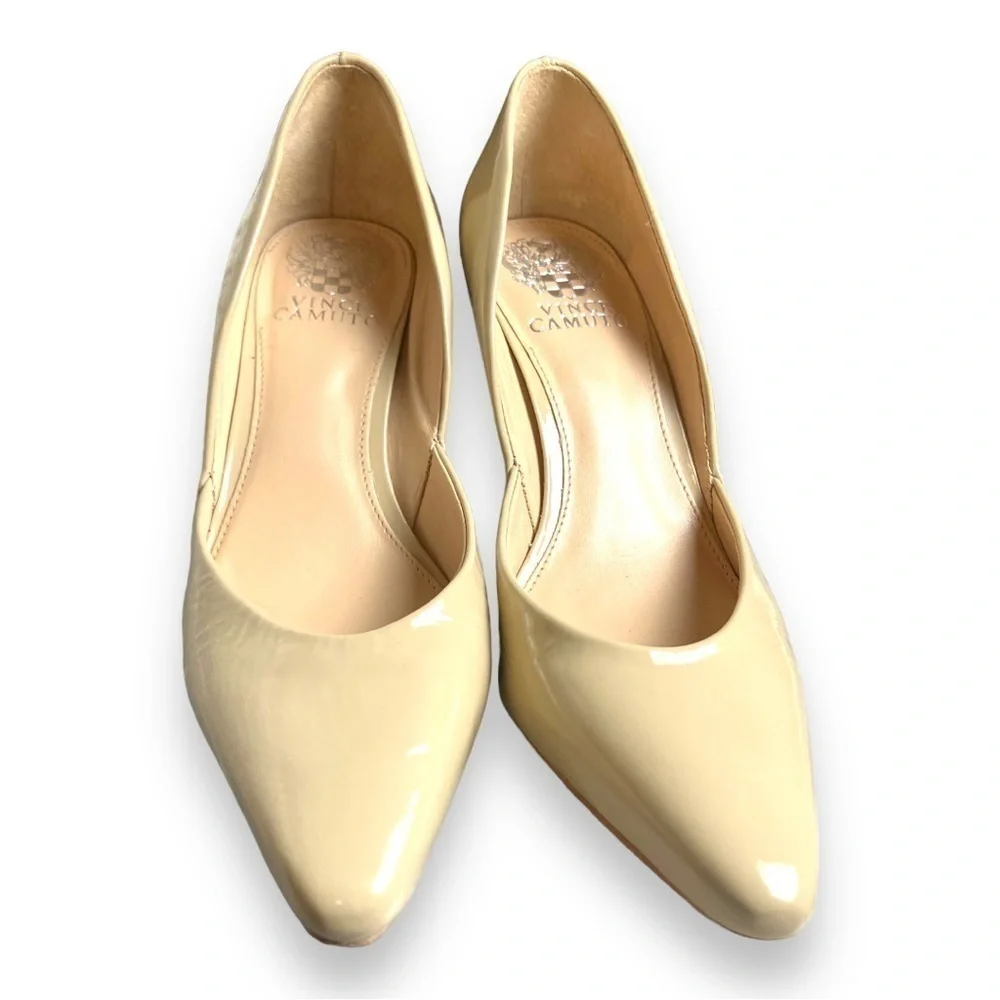 Vince Camuto Karala Patent Almond Toe Pumps Cream 7 Medium